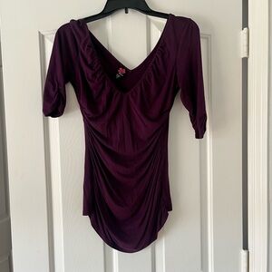 Bebe Deep Purple V-Neck Top